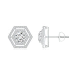 Geometric Brilliance Double Halo Diamond Stud Earrings